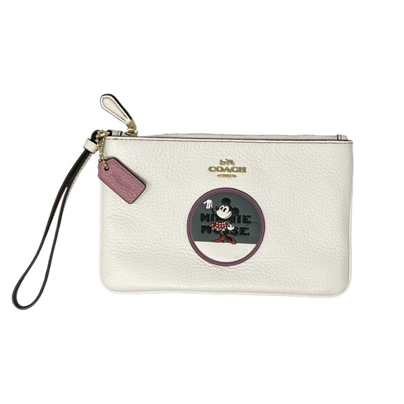 Coach x Disney Pebble leather Minnie Mouse Patch wristlet purse wallet - Picture 1 of 16